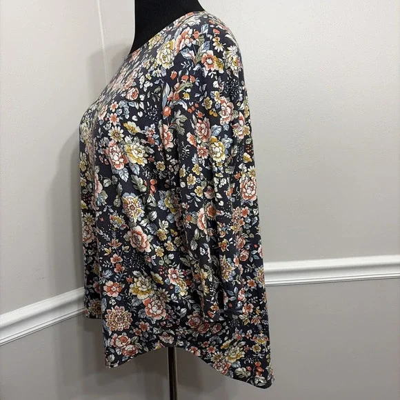 Philosophy Women's 3/4 Sleeve Floral Top Size 2X Blue Bloomcore Cottage Stretch - Picture 3 of 11